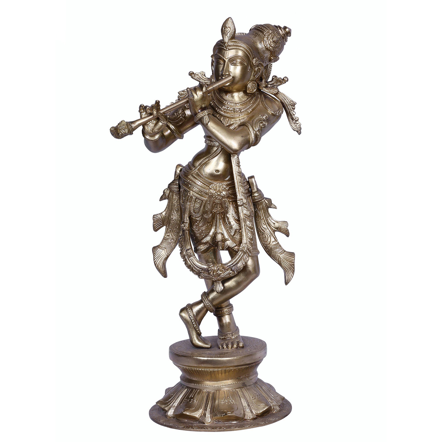 brass Krishna Playing Flute
