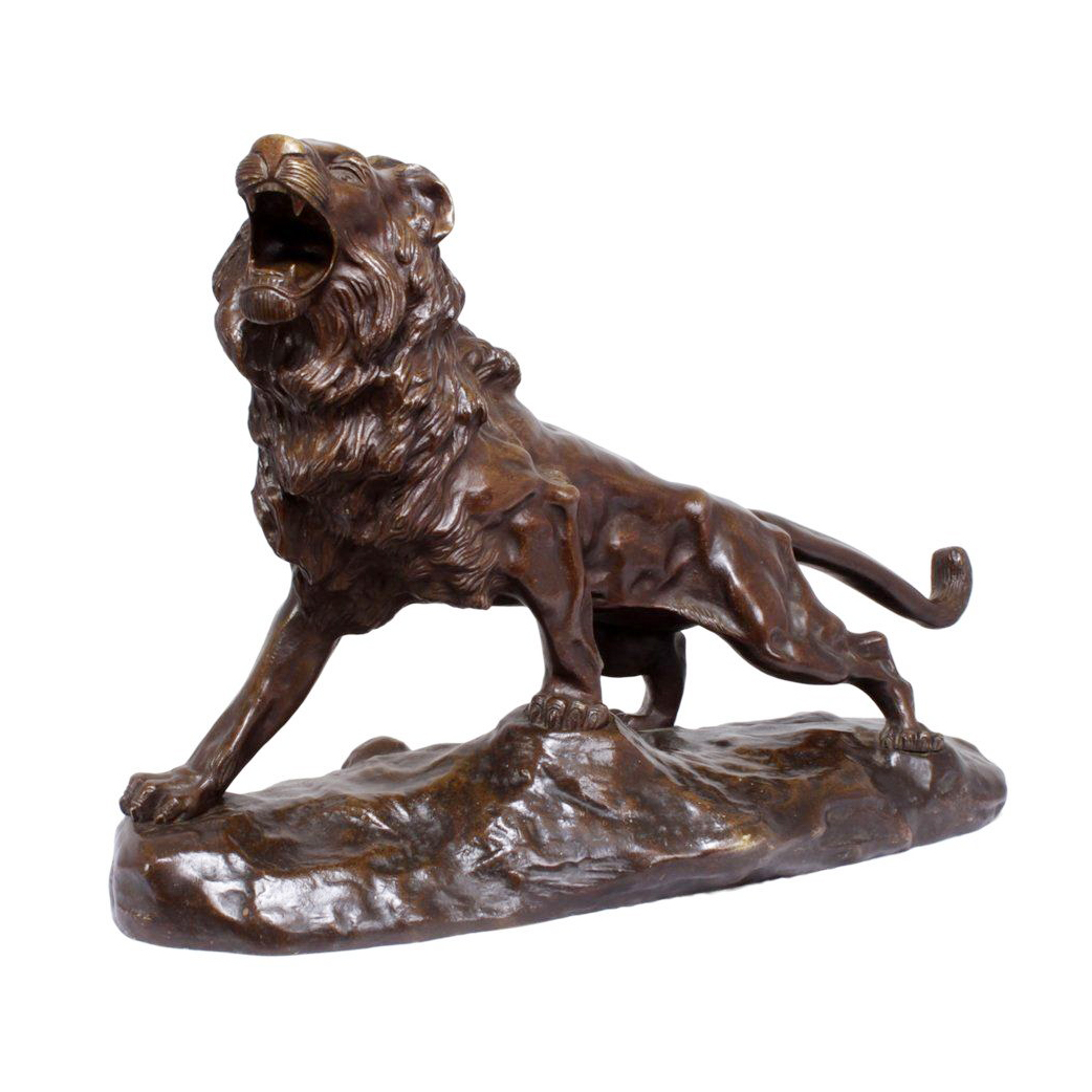 Lion Roaring Bronze Sculpture