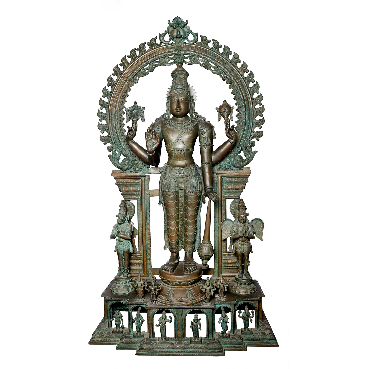 Perumal with Garuda and Hanuman