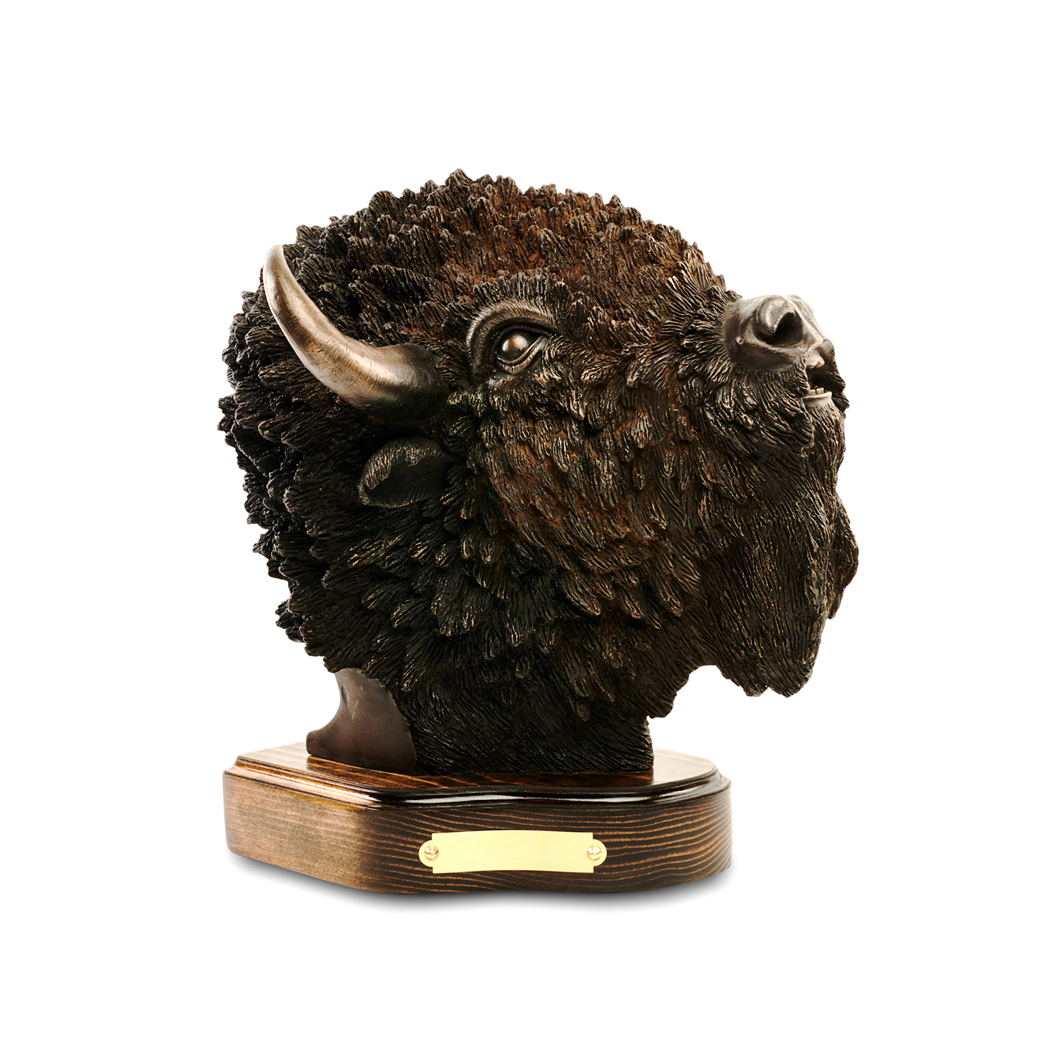 bison head bronze sculpture