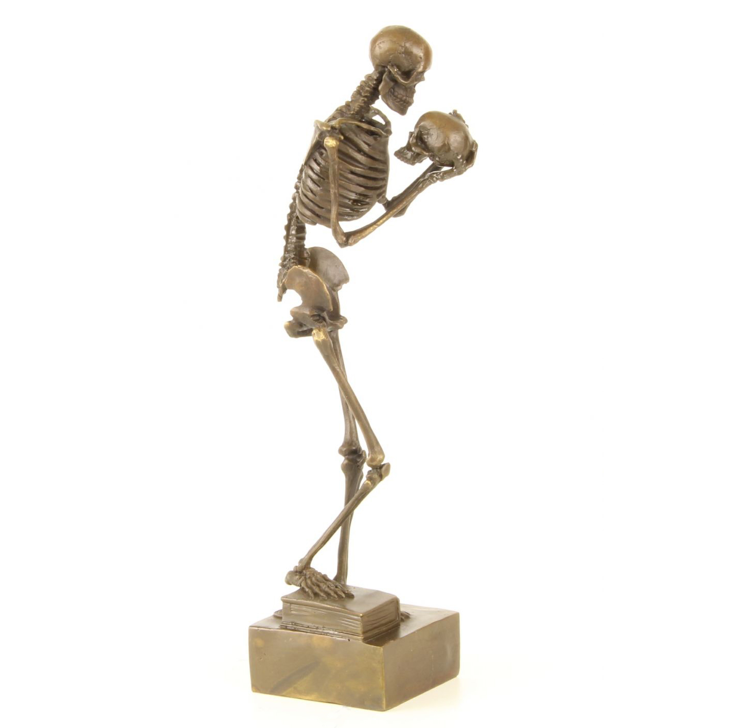 skeleton bronze statue