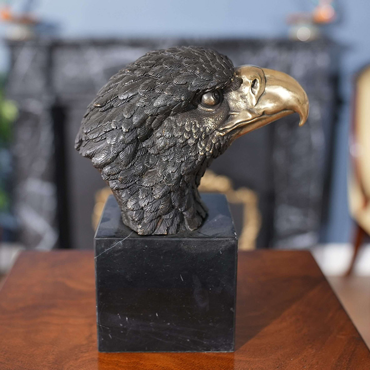 bronze sculpture eagle head