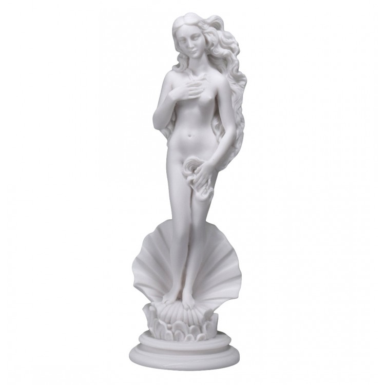 sculpture of venus standing on a shell