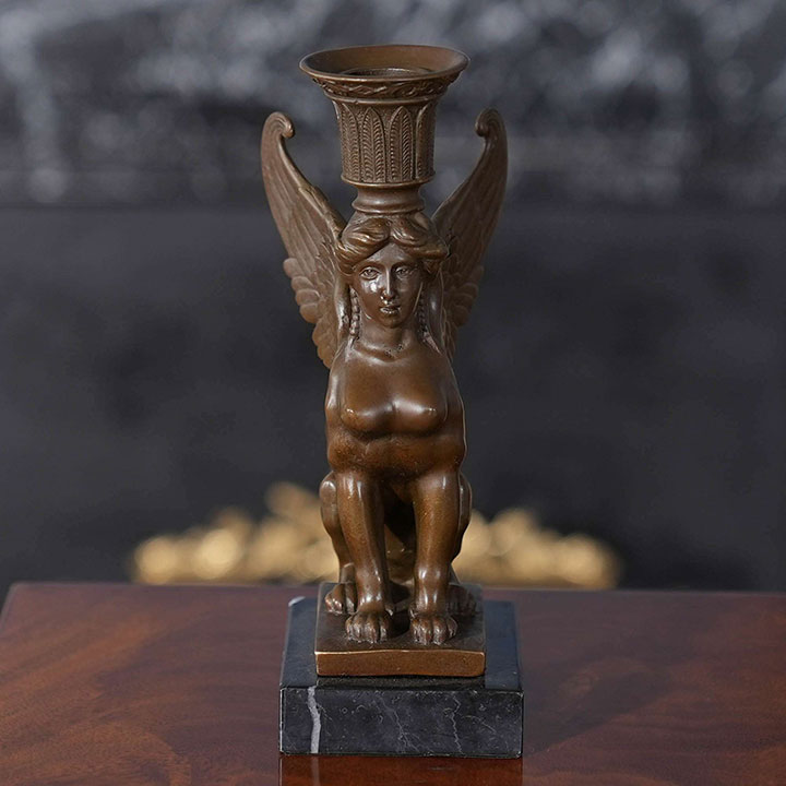 bronze sphinx candle holder