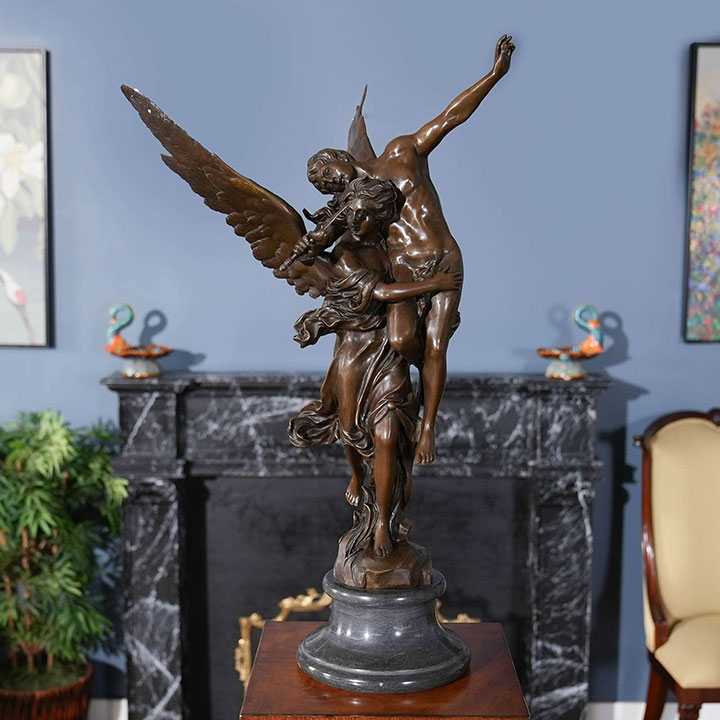 angel holding soldier statue