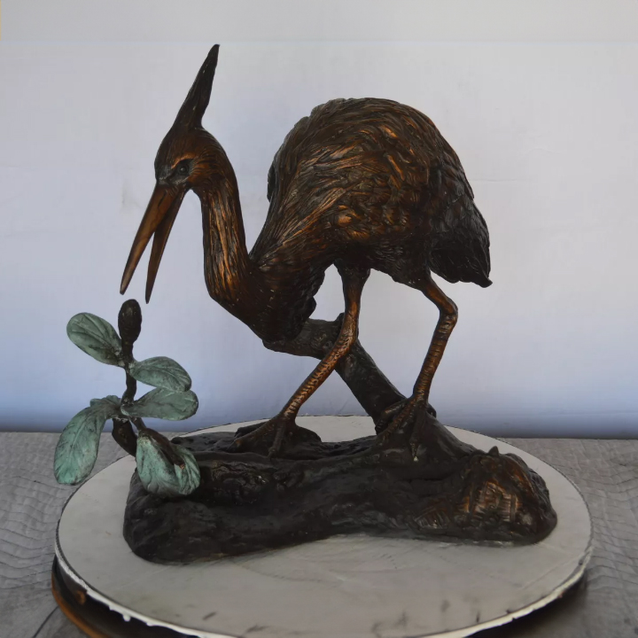 bronze crane sculpture