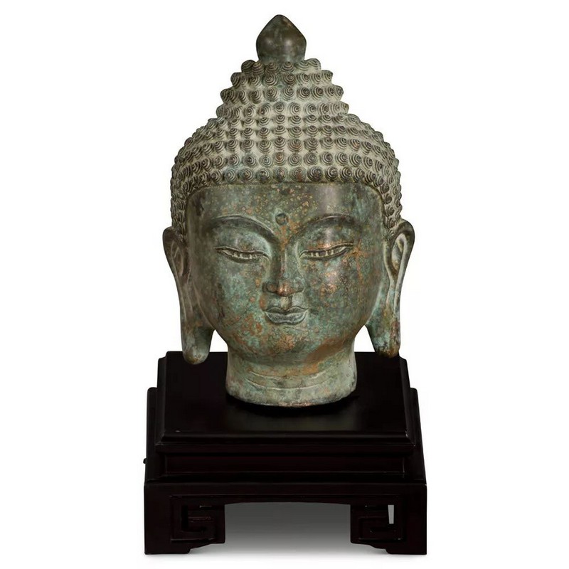 bronze buddha head statue