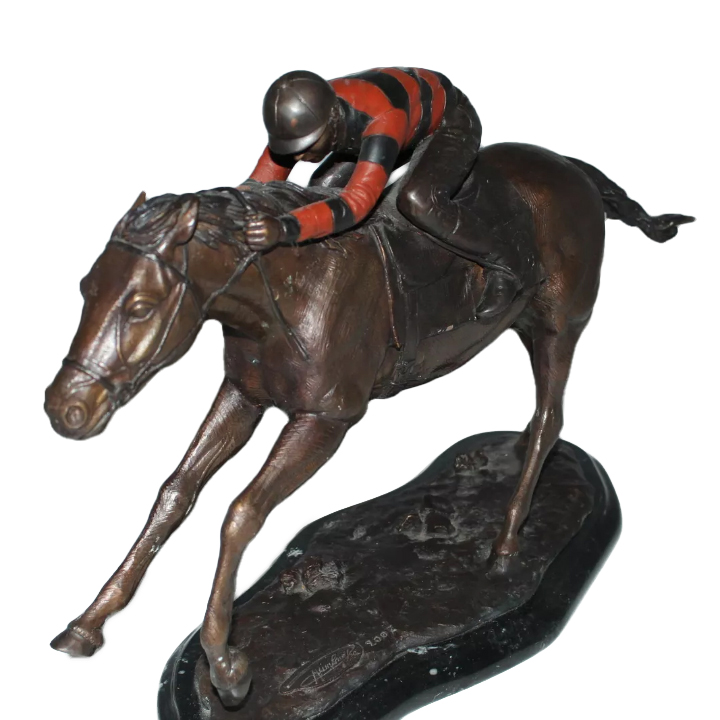 jockey with horse statue