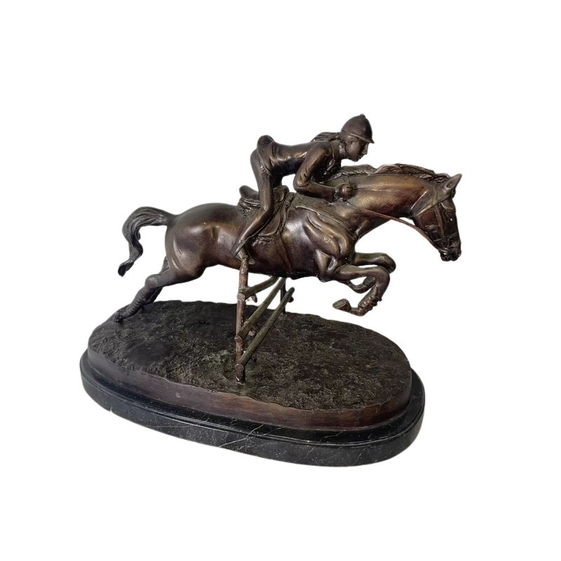 bronze horse and jockey statues