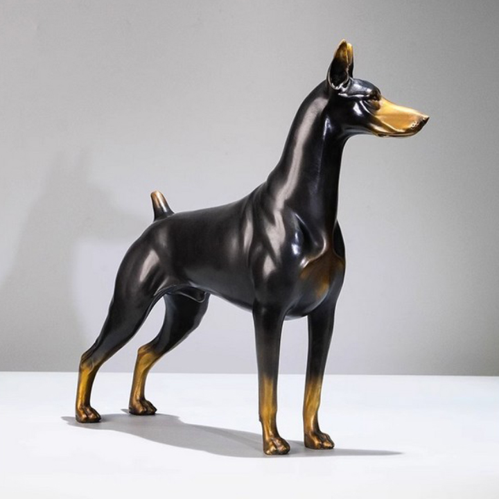 bronze doberman statue