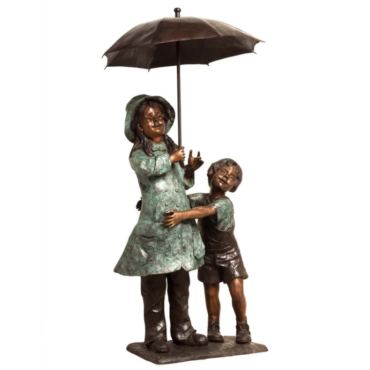 Two Kids Under Umbrella Statue